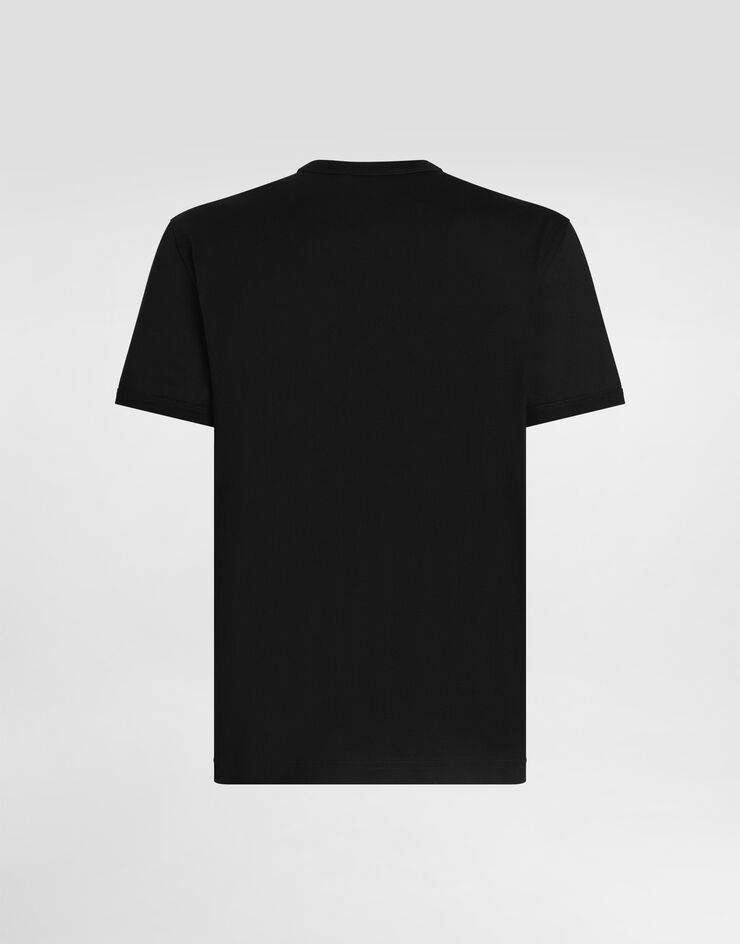 Dolce & Gabbana Camiseta en algodón con parche Black G8PV1ZG7P3N