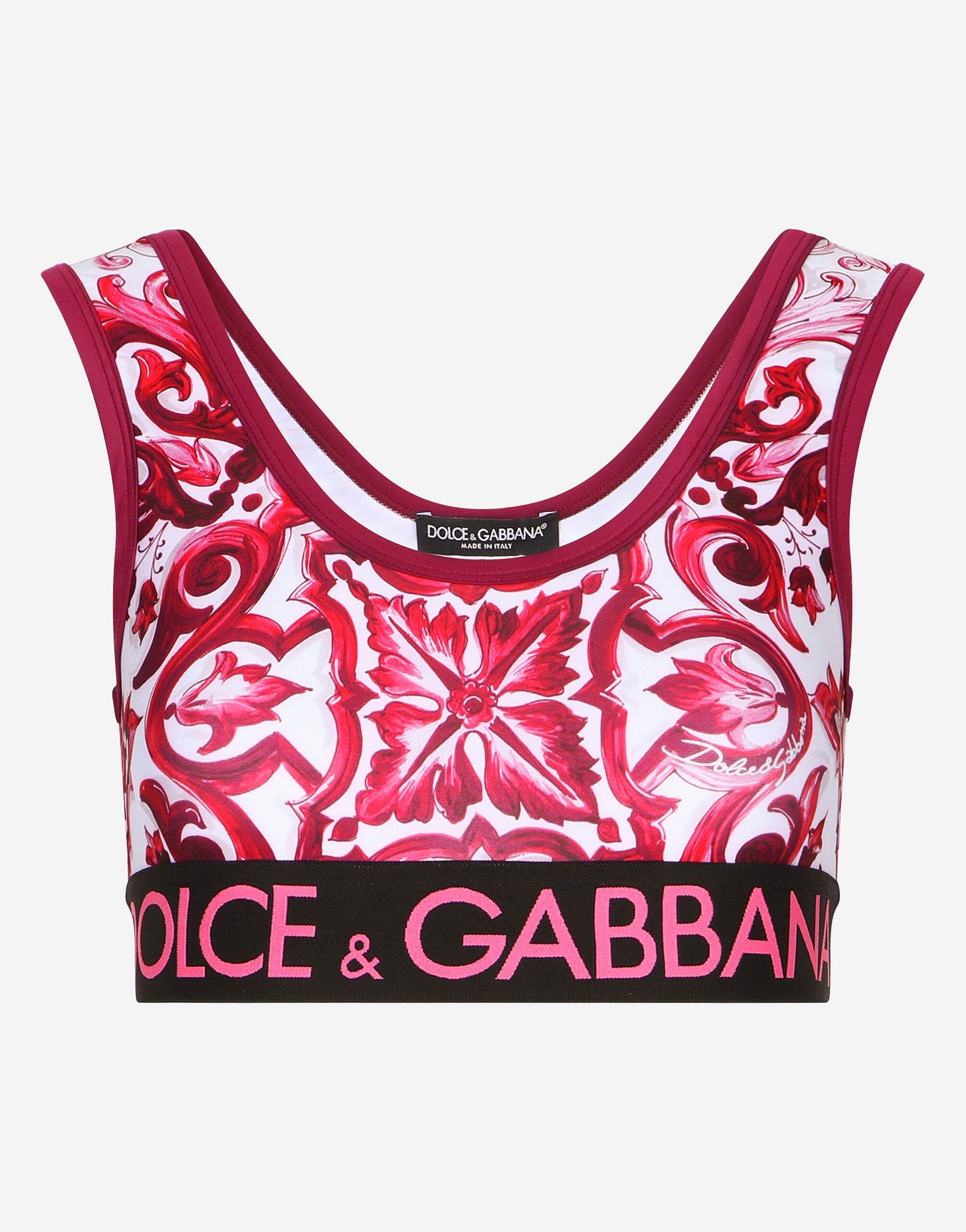 Dolce & Gabbana Technical jersey top with branded elastic band Black F72X4TFLMSC