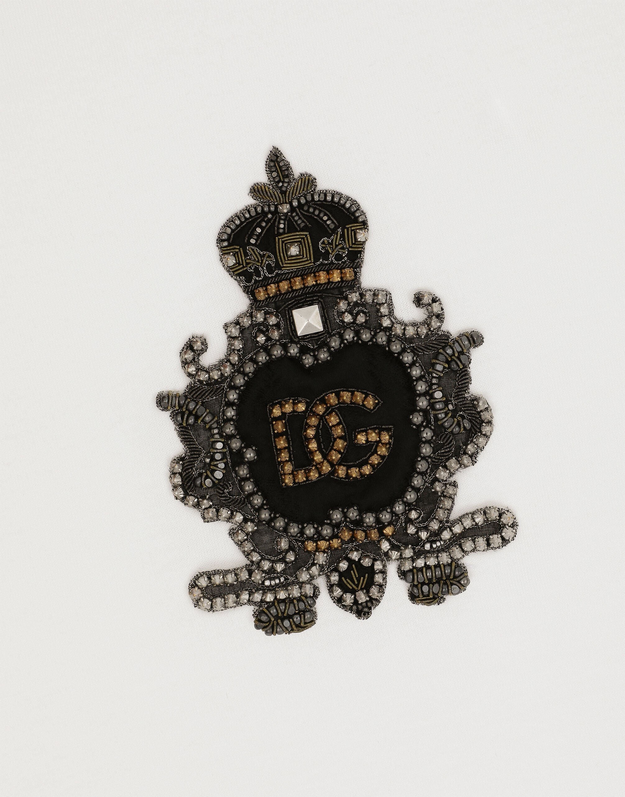 Tシャツ・カットソー Dolce & Gabbana FW24 PATCH PATCH (G5ML0Z FU5EWN0000) Cotton T-shirt with heraldic DG logo patch in White for Men