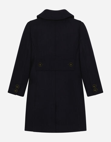 Dolce & Gabbana Double-breasted wool coat with branded buttons Blue L54C52G7NPH
