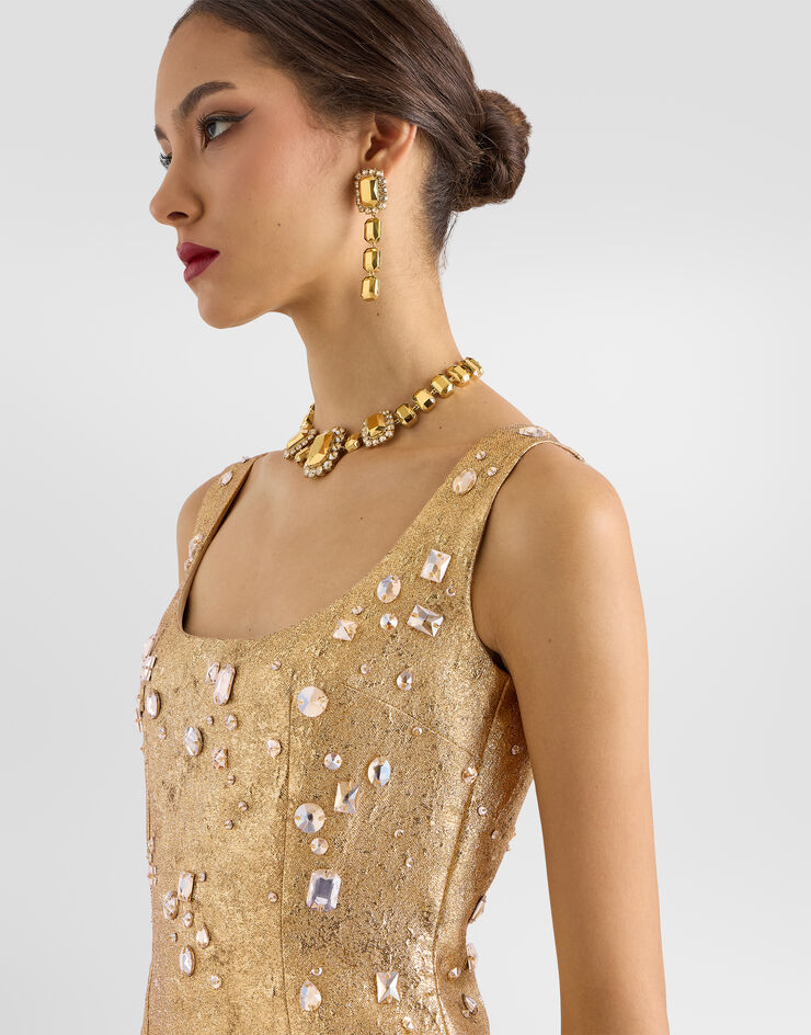Dolce & Gabbana Jacquard dress with embroidery Multicolor F620NZGDD0V