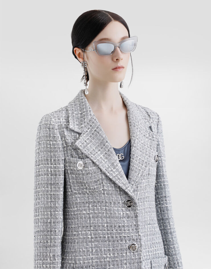 Dolce & Gabbana Single-breasted lamé tweed bouclé coat Multicolor F0F1STFQOAB