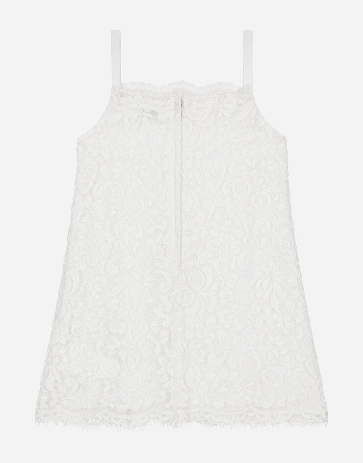 Dolce & Gabbana فستان من دانتيل كوردونيتو أبيض L53DS1FLM55