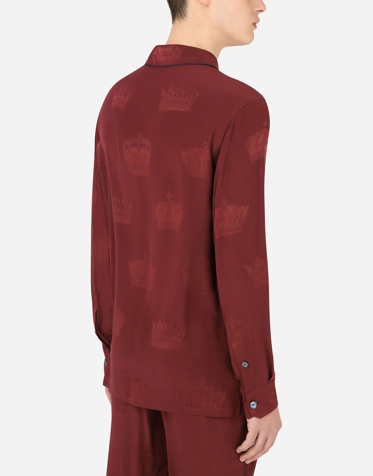 Dolce & Gabbana Silk pajama shirt with crown print Dolce & Gabbana Silk pajama shirt with crown print BORDEAUX G5GW1TFJ1HL