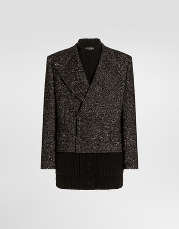 Dolce & Gabbana Sicilia double-breasted jacket in textured wool Multicolor G2VU0TFCZAM