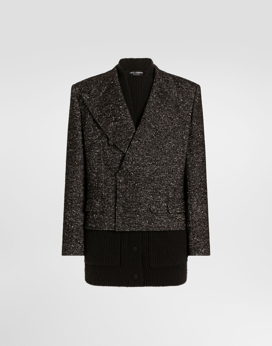 Sicilia double-breasted jacket in textured wool