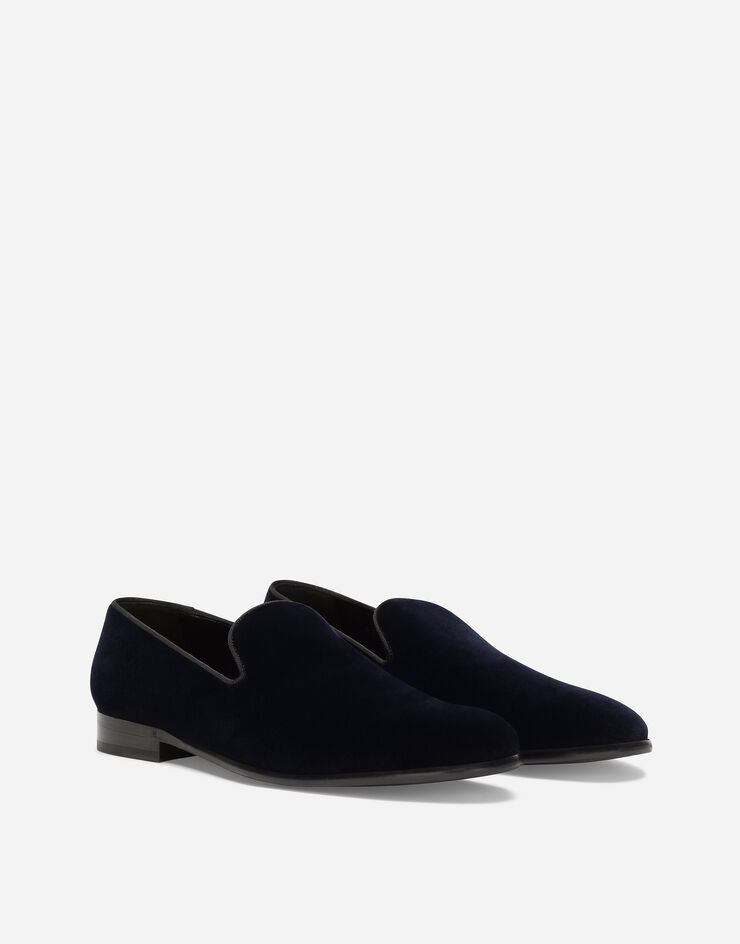 Dolce & Gabbana Slipper en terciopelo de algodón Azul A50396A6808