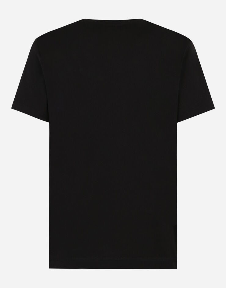 Dolce & Gabbana تيشيرت بأكمام قصيرة وتطريز DG أزرق G8RN8ZG7M8X
