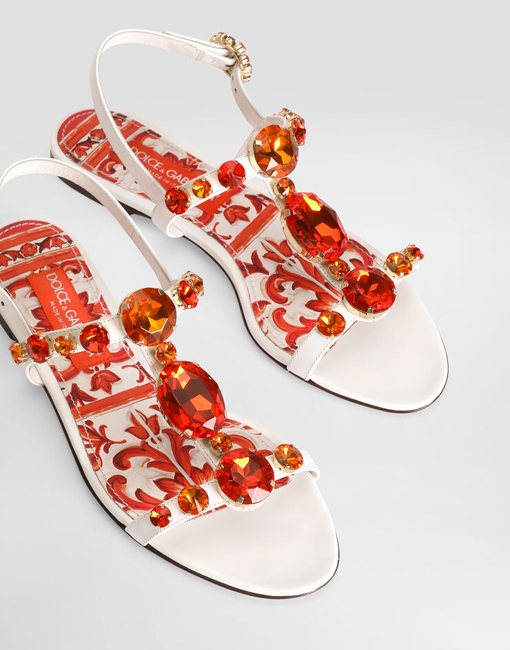 Dolce & Gabbana Patent leather sandals with embroidery Multicolor CQ0601AT848