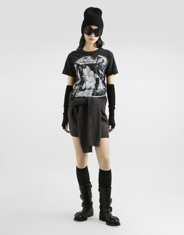 Dolce & Gabbana Jersey t-shirt with print Multicolor F8V90TGDDH4