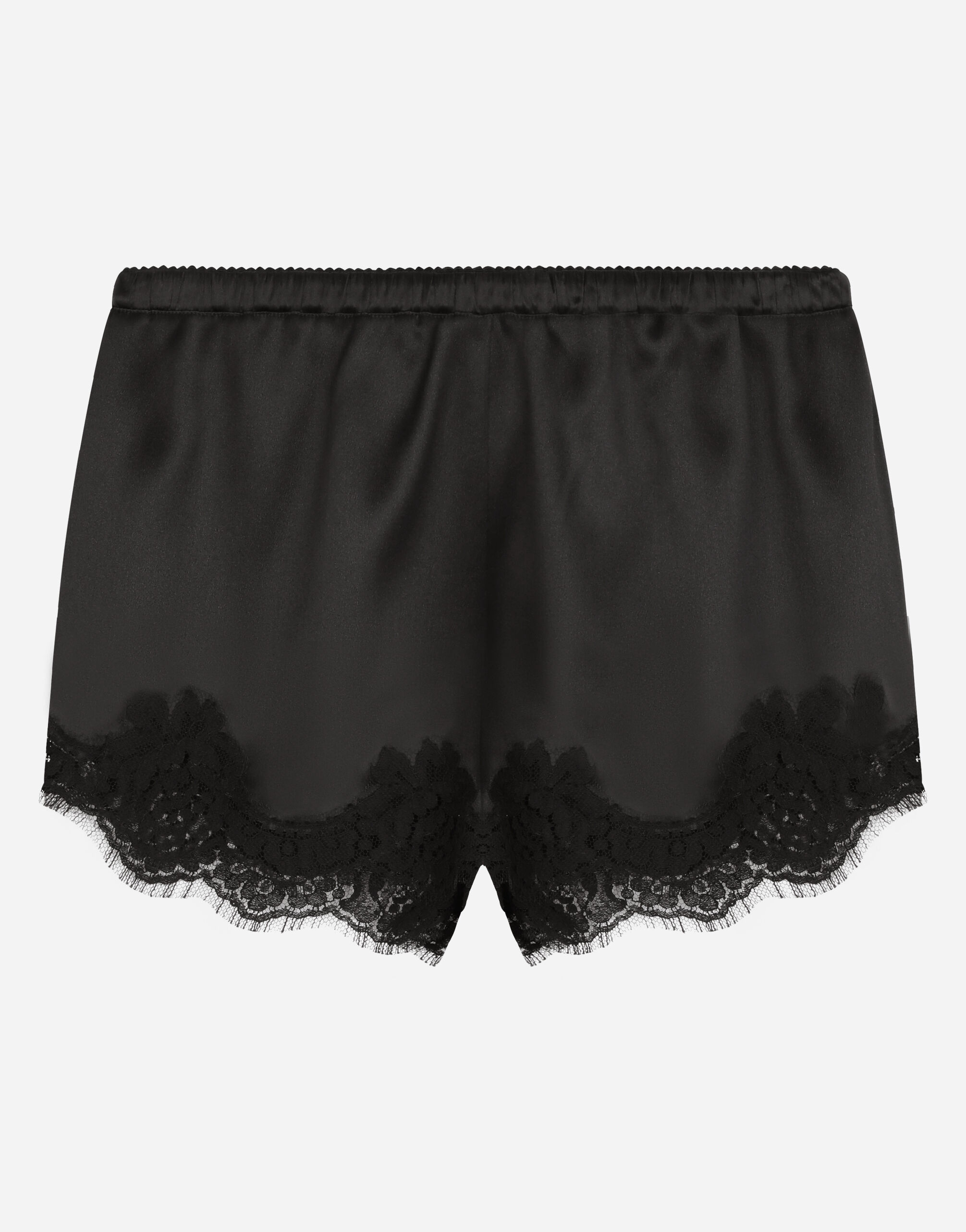 Dolce & Gabbana Satin lingerie shorts with lace detailing Silver O2E28TFUGRA