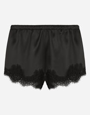 Dolce & Gabbana Satin lingerie shorts with lace detailing Black O1G24TONQ79