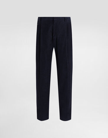 Dolce & Gabbana Garment-dyed velvet trousers Blue GY6UETG8NN7