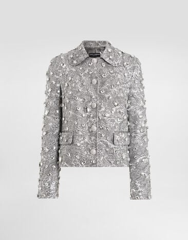 Dolce & Gabbana Single-breasted embroidered jacket with stones Multicolor F29UEZGDDG9