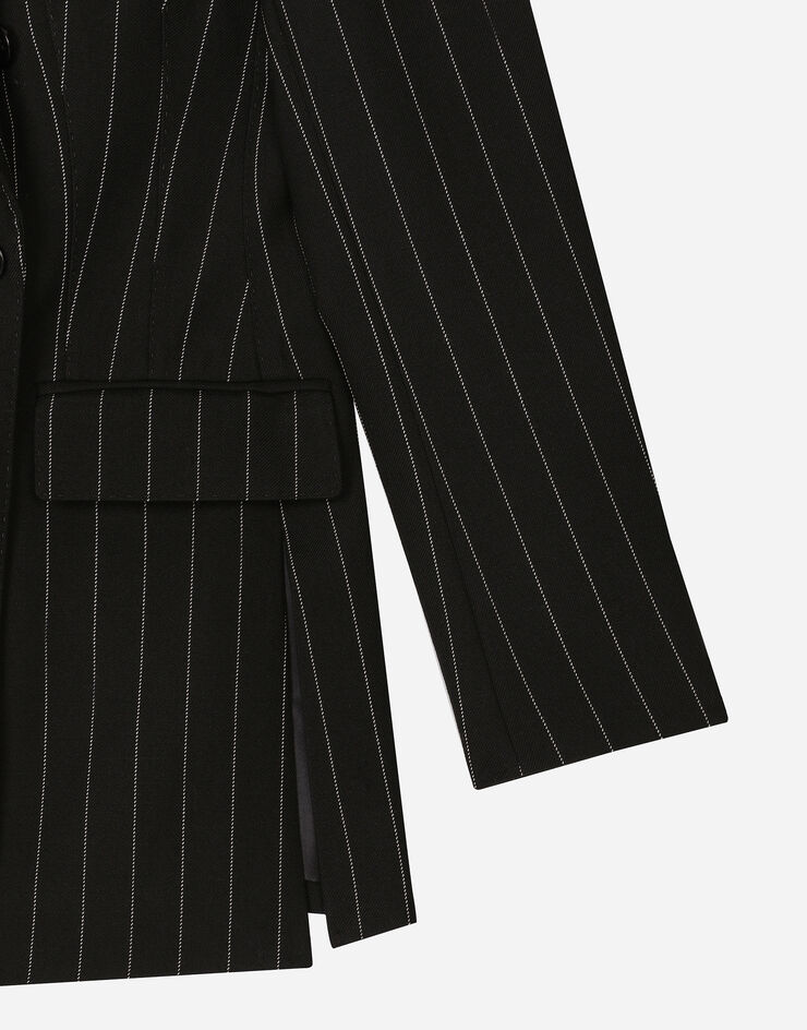 Dolce & Gabbana Double-breasted pinstripe woolen Turlington jacket Black F29ZQTFR20A