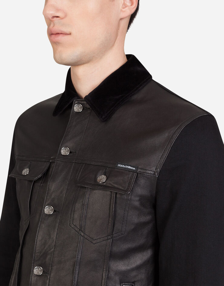 Dolce & Gabbana LEATHER AND STRETCH DENIM JACKET Dolce & Gabbana LEATHER AND STRETCH DENIM JACKET NERO G9RG0DG8BU3