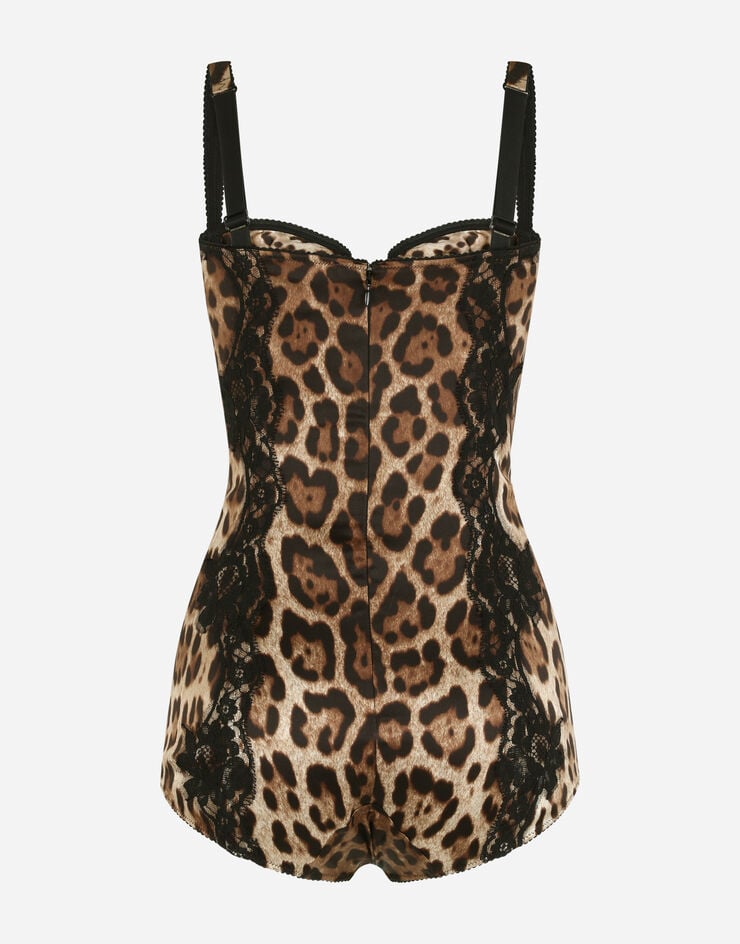 Dolce & Gabbana Leopard-print satin bodysuit Print O9A05TONO21