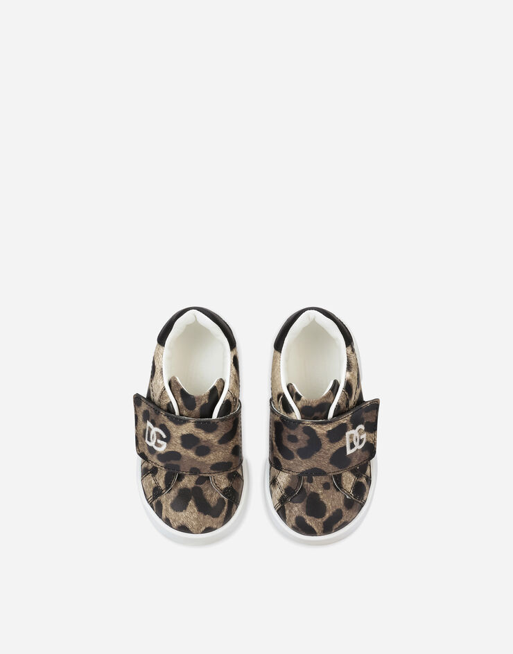 Dolce & Gabbana Kid’s first steps Portofino sneakers with leopard print Animal Print DN0143AA355