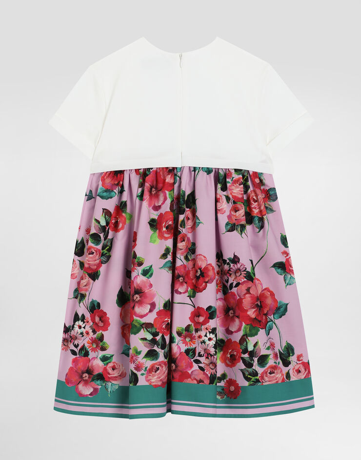 Dolce & Gabbana فستان بوبلين وجيرسي بطبعة متعدد الألوان L5JD9RG7O9M