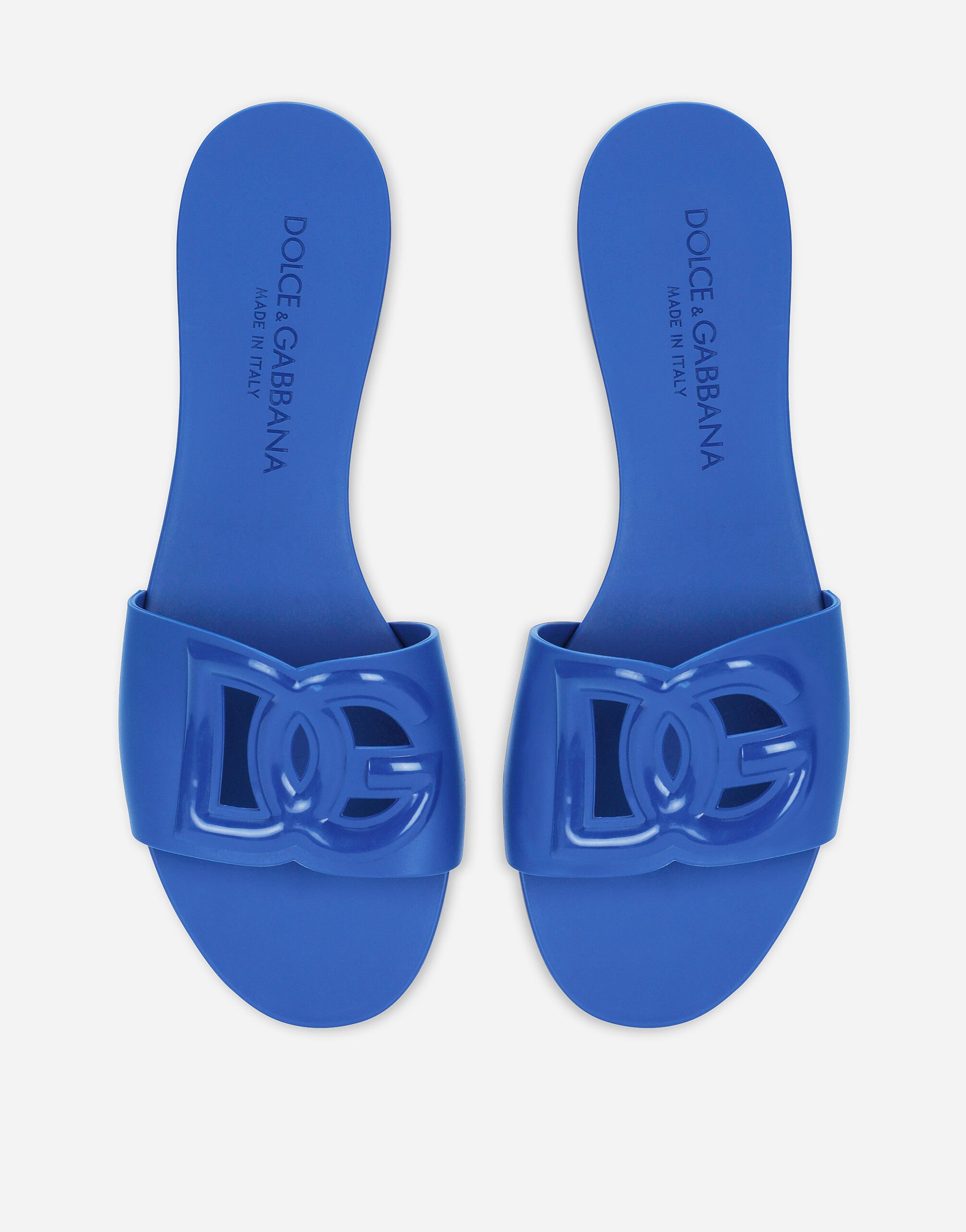 Rubber beachwear sliders in Blue for Women Dolce Gabbana US