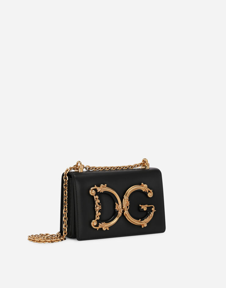 Dolce & Gabbana حقيبة كتف من جلد النابا بشعار DG للبنات أسود BB6498AZ801