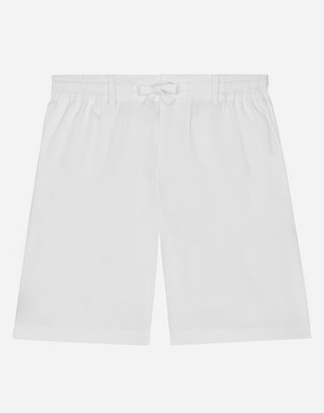 DolceGabbanaSpa Stretch poplin shorts with logo tag White L42Q95FUFIP