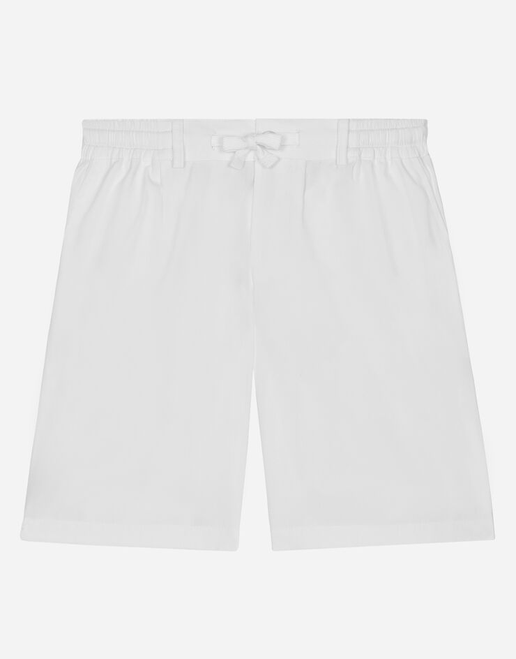 DolceGabbanaSpa Stretch poplin shorts with logo tag White L42Q95FUFIP