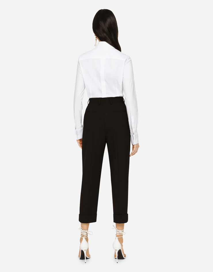 Dolce & Gabbana Woolen pants with turn-ups Black FTB72TFUBAJ