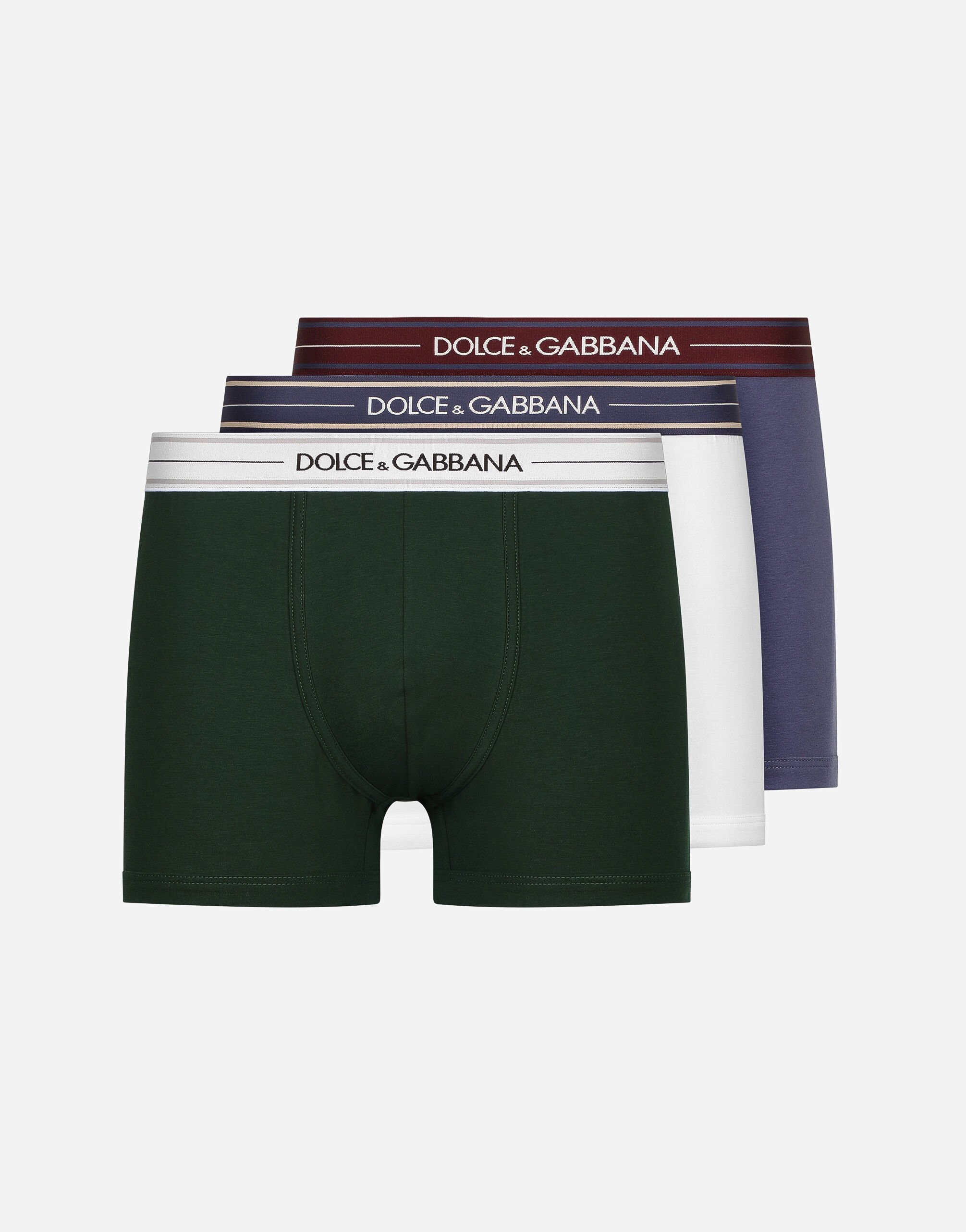 Dolce & Gabbana 弹力棉质中腰平角内裤（3件入） 黑 M9C03JONN95