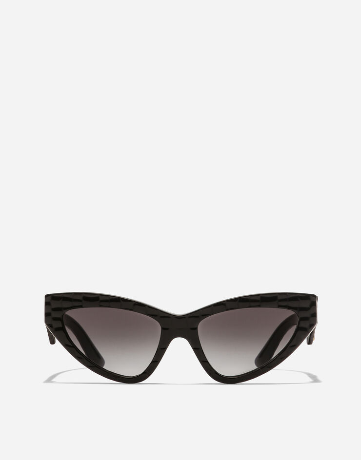 Dolce & Gabbana DG Crossed Sunglasses Black texture cocco VG443BVP88G