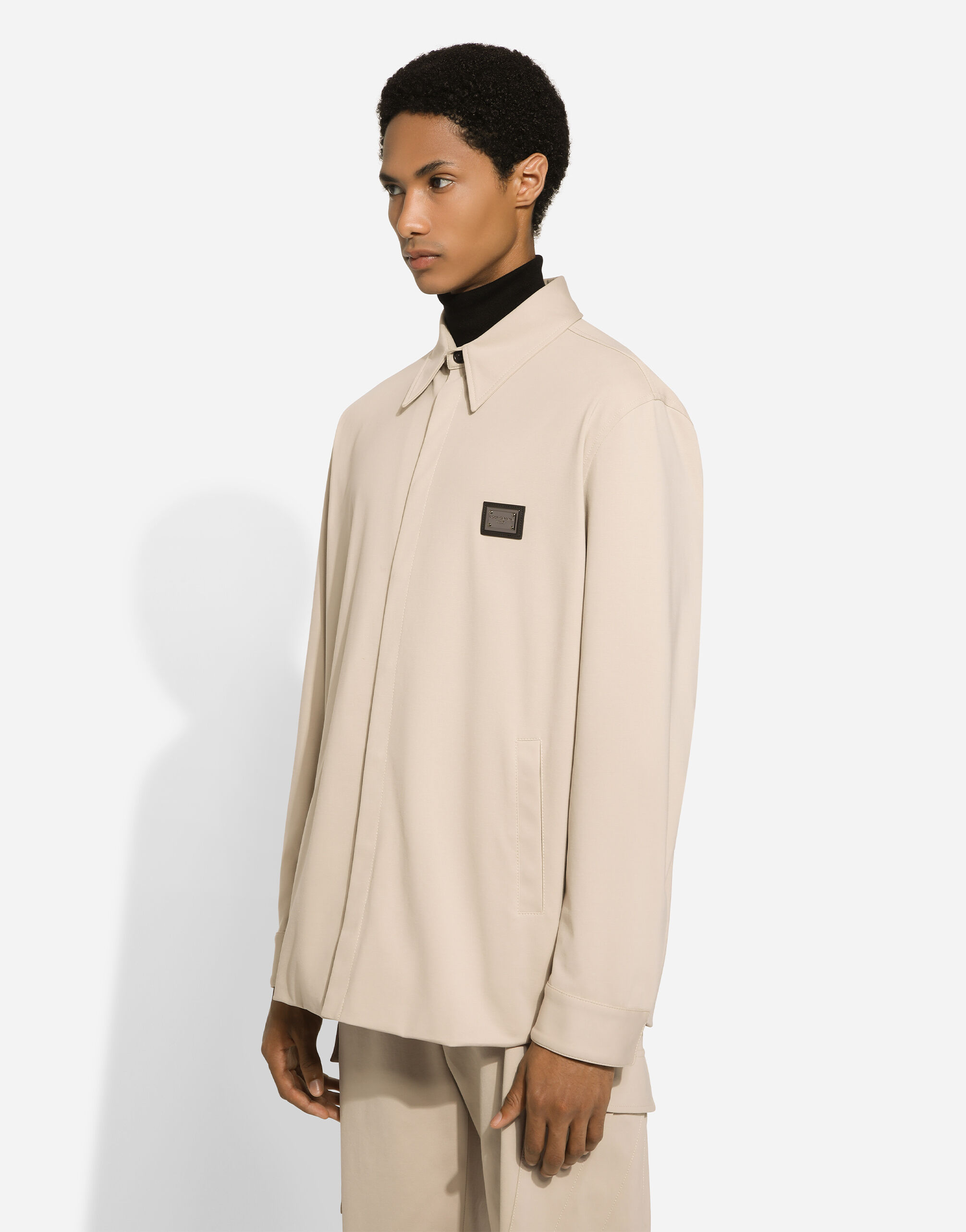 Technical fabric shirt with tag in Beige for Men