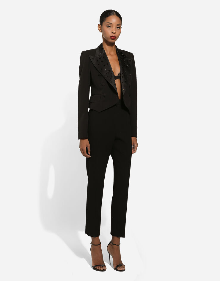 Dolce & Gabbana Pantalones talle alto de lana Negro FTAM2TFUBGB
