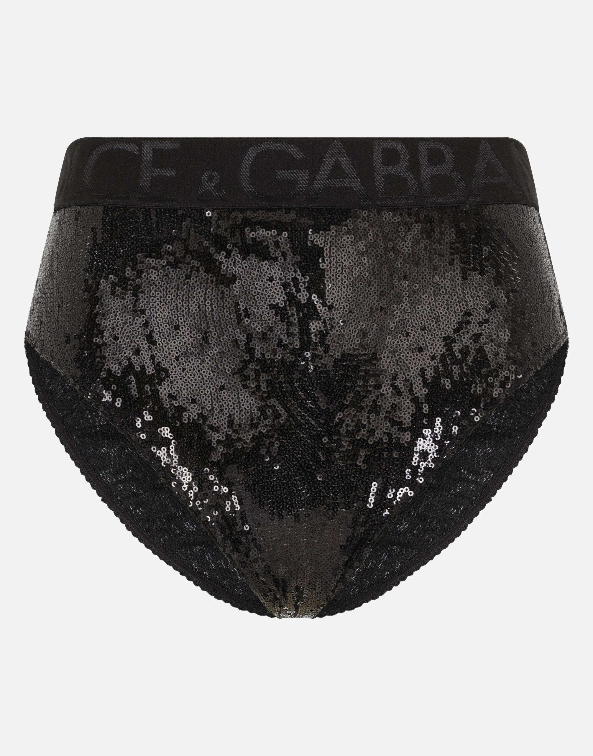 Dolce & Gabbana Micro-sequins briefs with branded elastic Black O1F24TONL25
