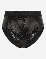 Dolce & Gabbana Micro-sequins briefs with branded elastic Black O3C07TFUAD8