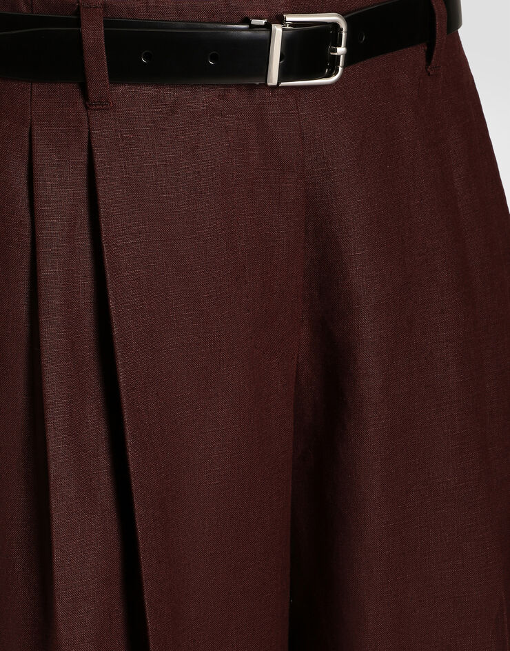 Dolce & Gabbana Pantalon en toile de lin à la coupe sartoriale Multicolor FTDMITFU4MC