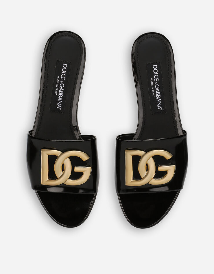 Dolce & Gabbana Slide in pelle di vitello lucida Nero CQ0592A1037