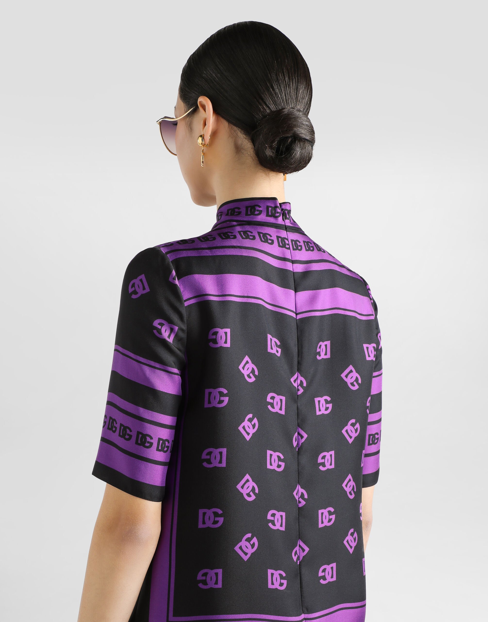 DG logo all-over print silk top in Print for Women | Dolce&Gabbana® US