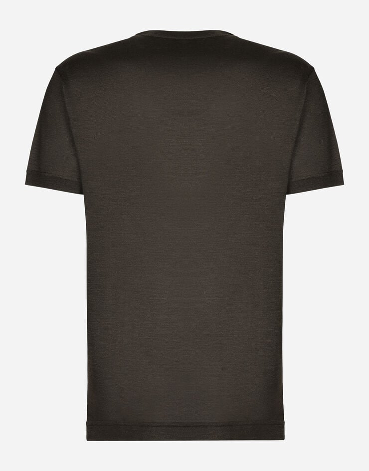 Dolce & Gabbana Short-sleeved silk T-shirt Beige G8QK3TFU75F