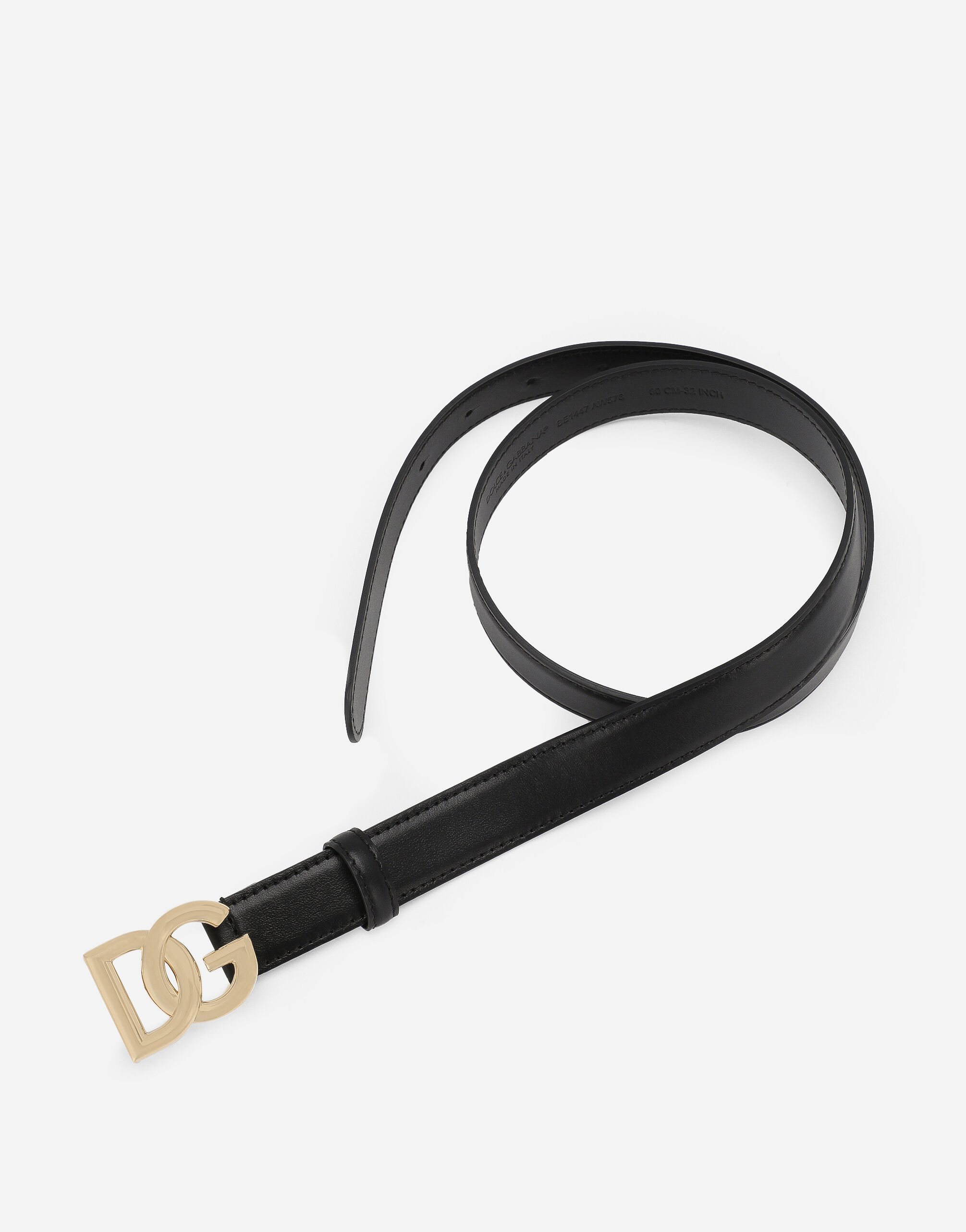 Calfskin belt with DG logo in Black for Women
