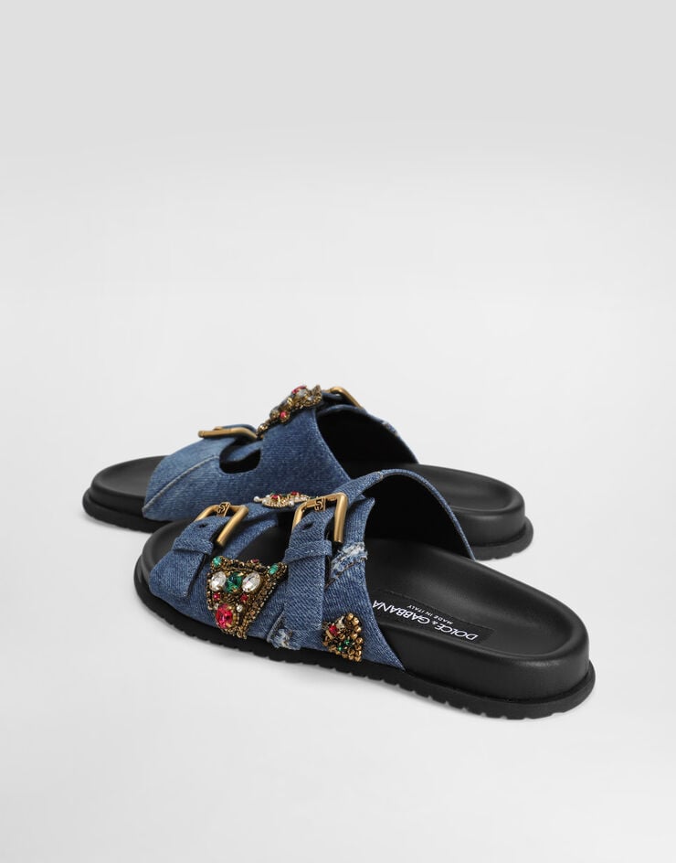 Dolce & Gabbana شبشب دنيم مسطح بتطريز متعدد الألوان CQ0664AN624