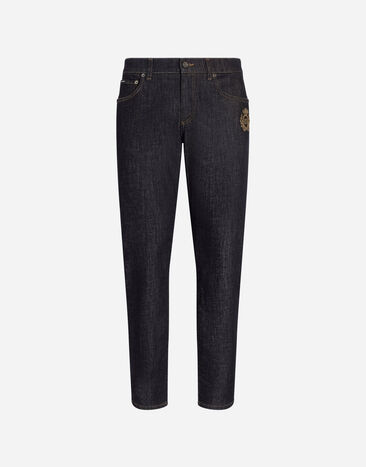 Dolce & Gabbana Slim-fit stretch cotton jeans with patch Multicolor GY07CZG8PA4