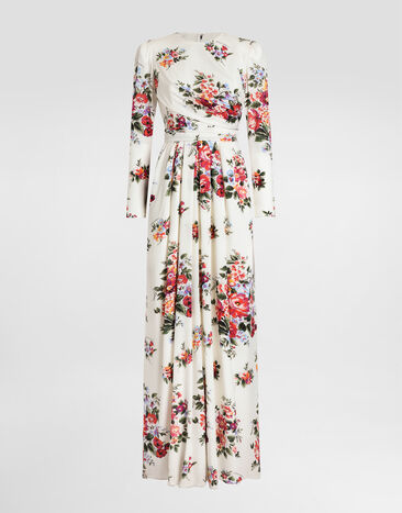 Dolce & Gabbana Flower bouquet-print charmeuse dress Multicolor F610LTFSA8P