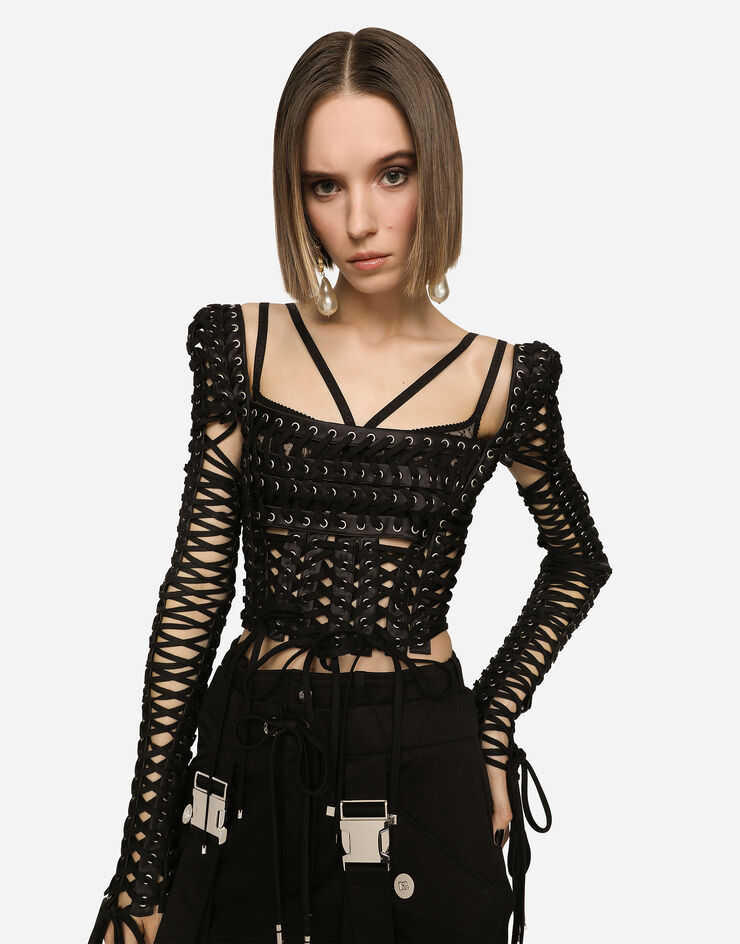 Dolce & Gabbana Top with laces and eyelets Multicolor F760PTGDA6M