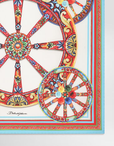 Dolce & Gabbana Foulard 50x50 in twill di seta stampa carretto Multicolore FN093RGDDU4