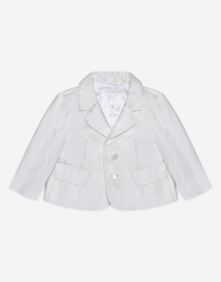 Dolce & Gabbana Single-breasted silk shantung jacket White L0EGC5FU1IR