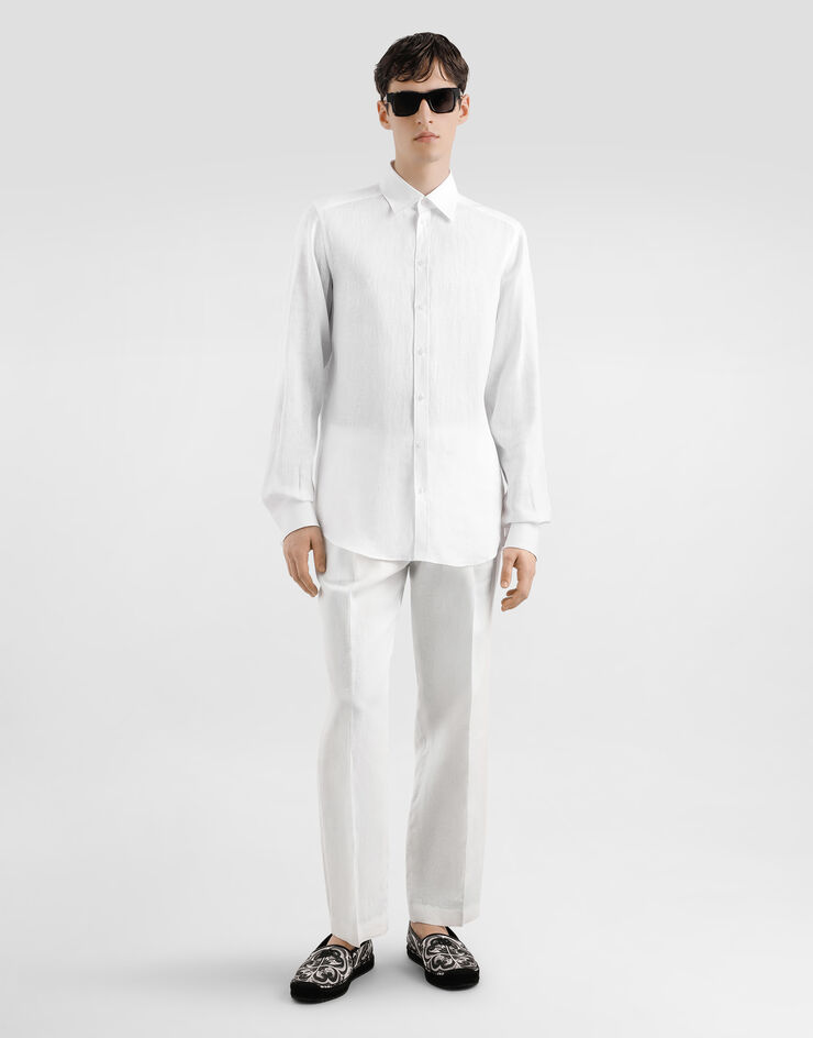 Dolce & Gabbana Martini shirt in linen canvas White G5MM4TFU4MH