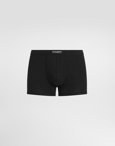 Dolce & Gabbana Two-way stretch jersey boxers with logo label Black M4F01JFUEB0