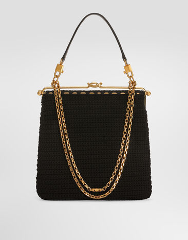 Dolce & Gabbana Borsa a spalla e tracolla Dina in cotone uncinetto Nero BB8009A3T32