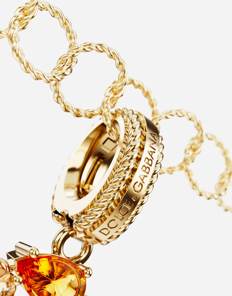Dolce & Gabbana Pendente arcobaleno in oro giallo 18 kt con gemme multicolori che rappresentano il numero 9 Oro Giallo WAPR1GWMIX9