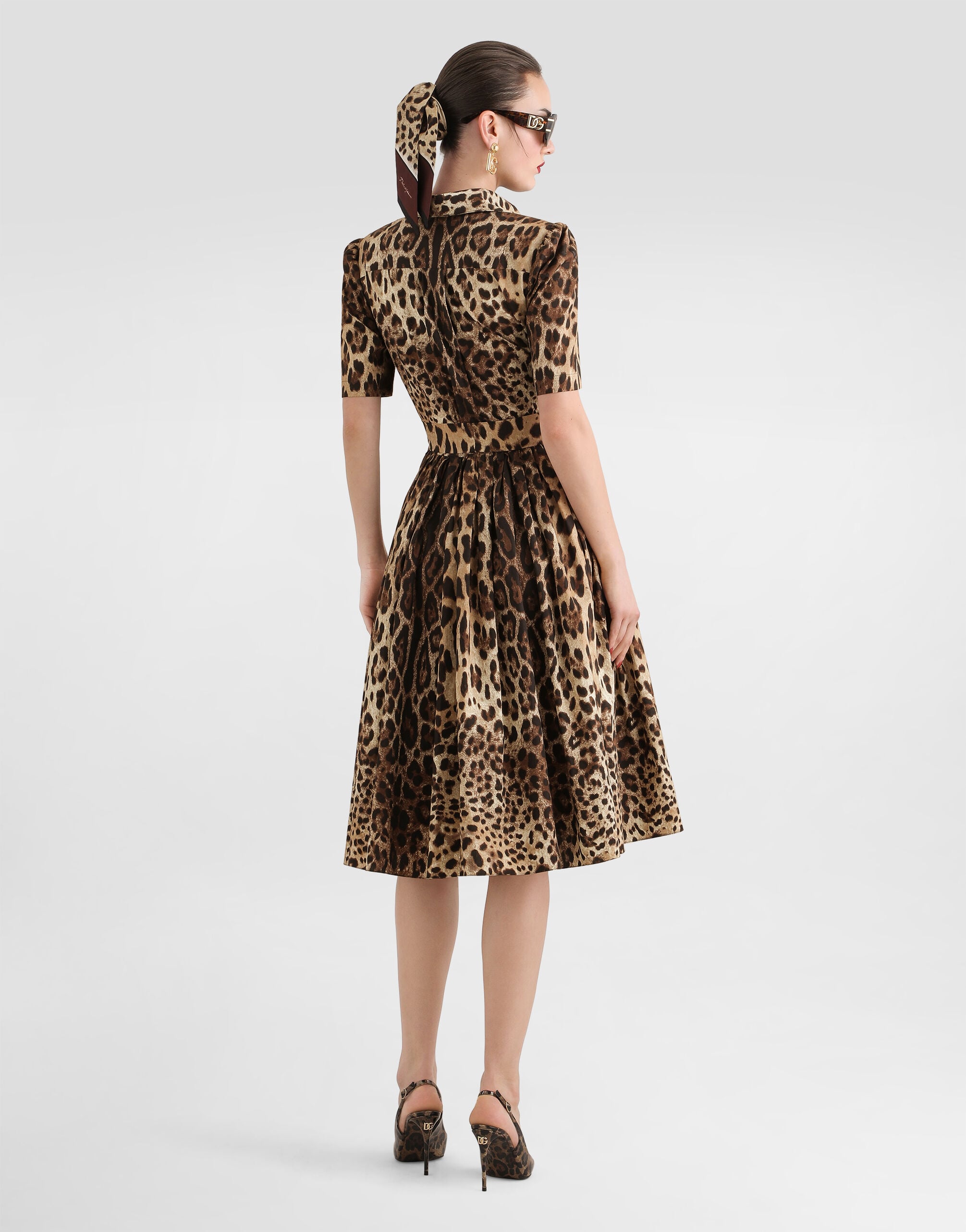 Leo-print poplin shirt dress in Print for Women | Dolce&Gabbana® US